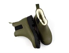 Angulus olive kort vintergummistøvle med uldfor (voksen)